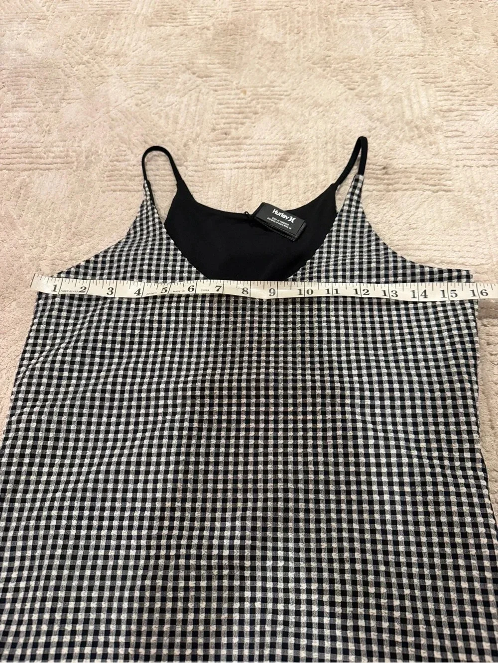 Hurley Gingham One-Piece Swimsuit Black & White Cheeky Size X-Large